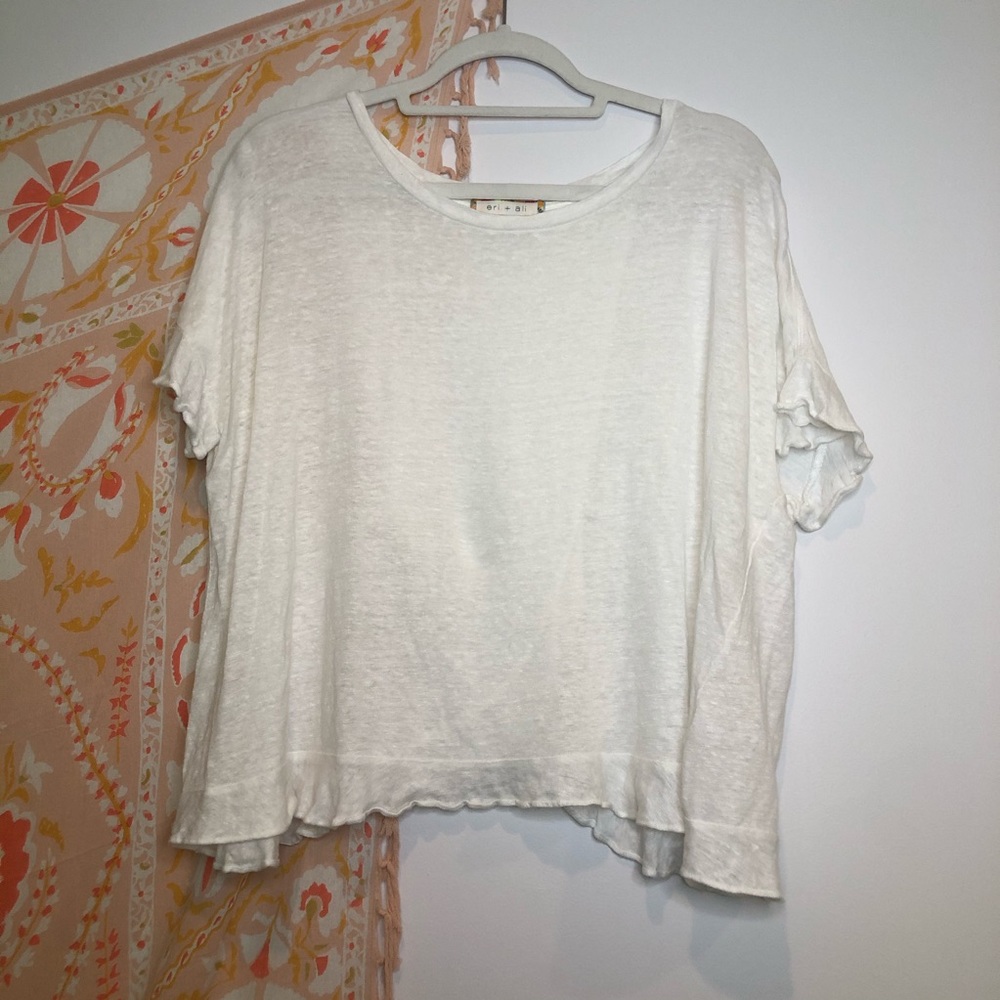 Anthropologie Eri + Ali White Flutter Sleeve Top